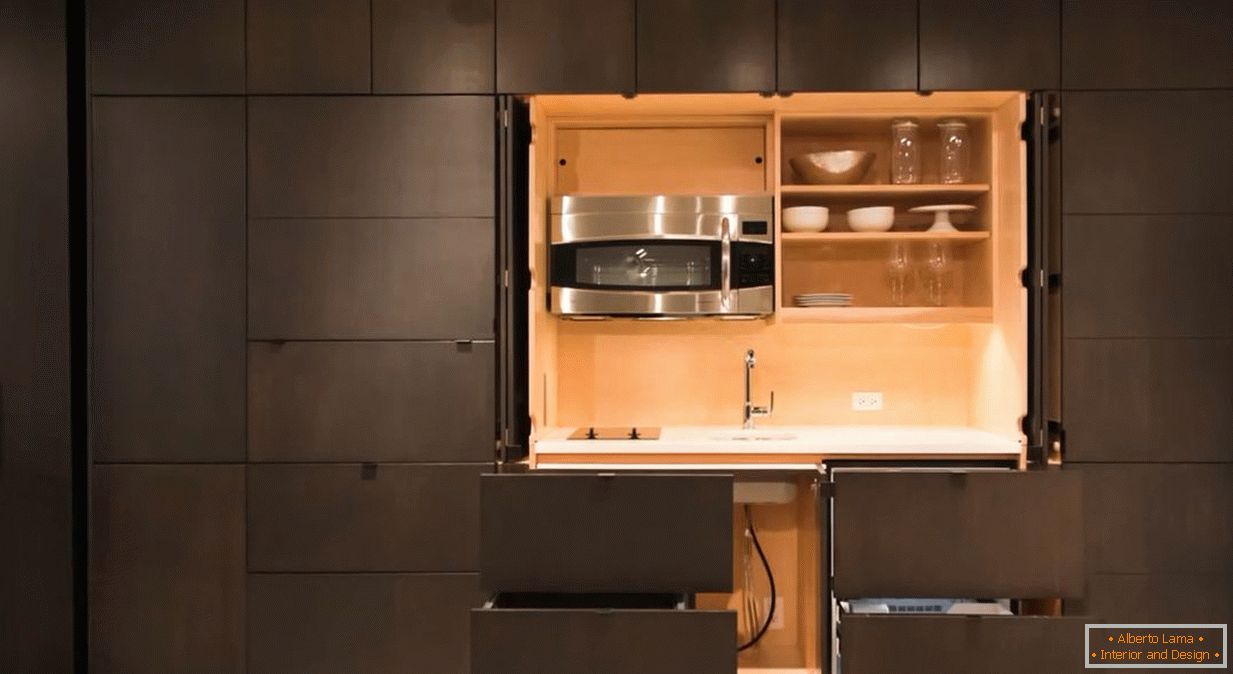 Diseño de cocinas interiores Stealth Kitchen de Resource Furniture