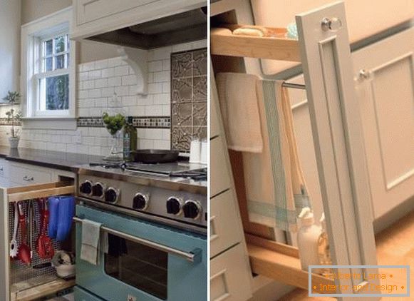 Cajones verticales y armarios para la cocina