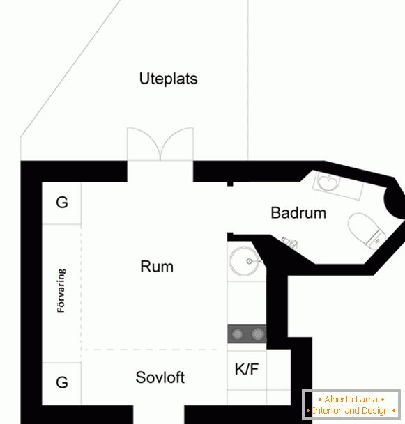 El diseño de un pequeño apartamento en Suecia