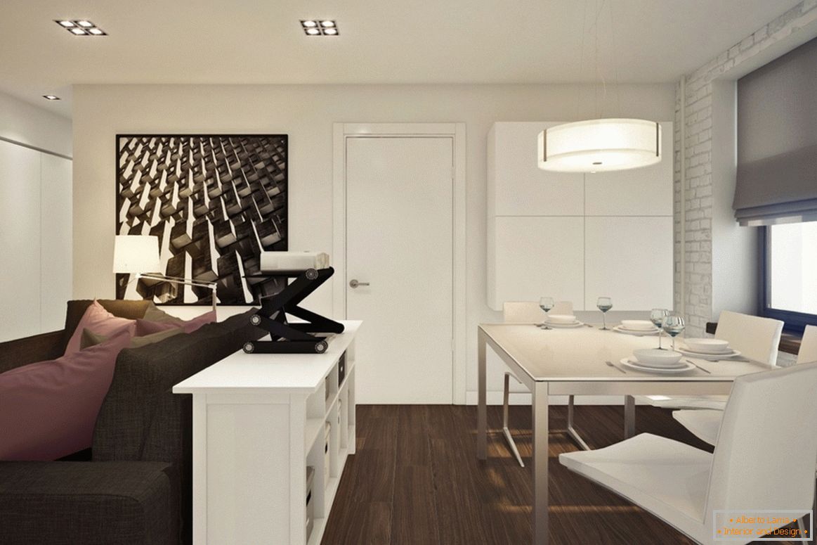 Diseño de un pequeño apartamento tipo estudio con detalles en color lila - фото 4