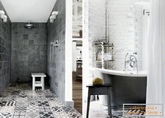 Diseño de baño en estilo loft - ideas de fotos para azulejos