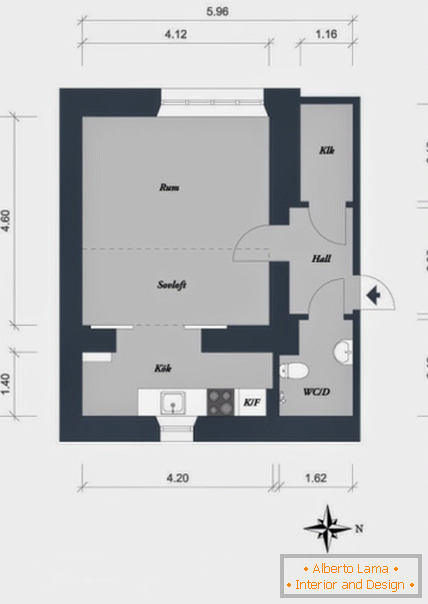 Planificación de apartamento en estilo escandinavo
