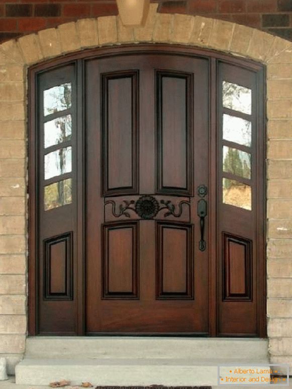 puertas de madera de entrada de madera maciza, foto 2