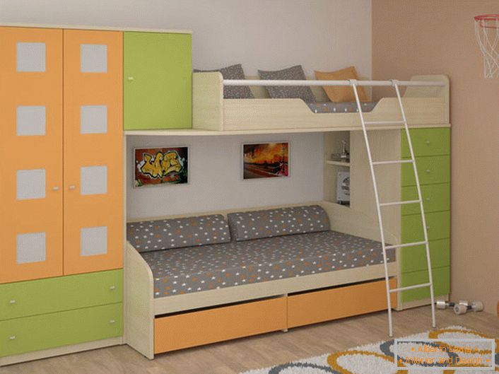 Muebles modulares con cama empotrada