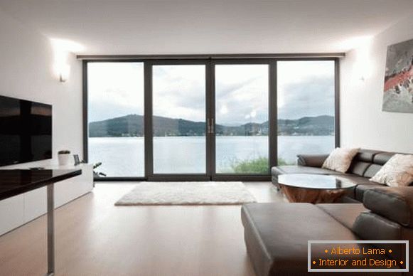 Diseño de la sala de estar en un estilo minimalista