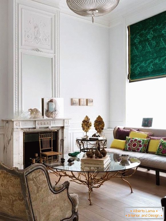 Diseño de una sala de estar en una casa privada en estilo Art Nouveau