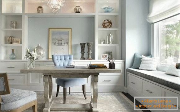 Muebles incorporados en el diseño de la oficina hogareña