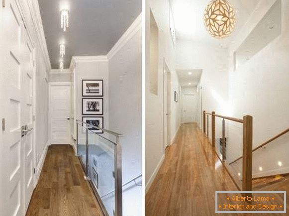 Ideas modernas de terminar el pasillo en el diseño del segundo piso en una casa privada