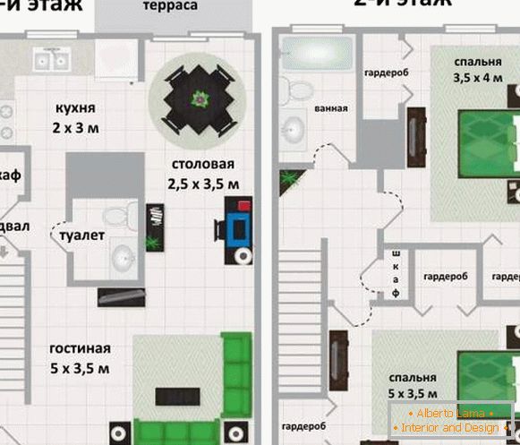 Diseño del segundo piso en una casa privada - elija un plan de habitaciones