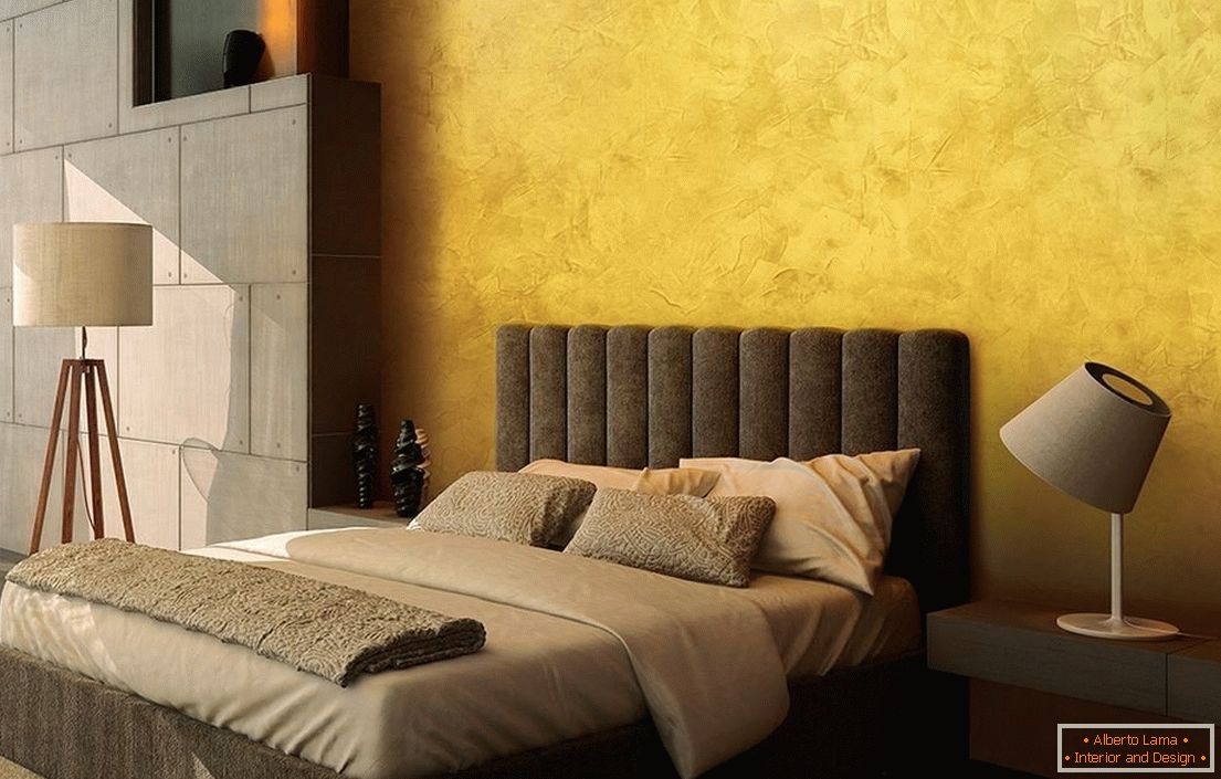 Dormitorio con paredes amarillas