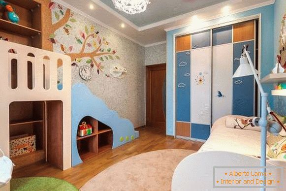 Papel tapiz líquido para las paredes - foto en el interior del cuarto de niños