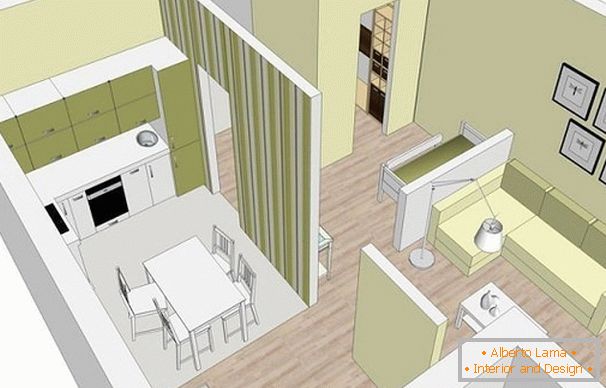 Diseño de un apartamento con áreas funcionales