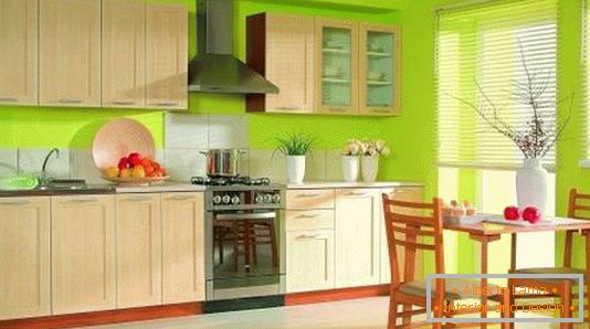 Diseño de cocina en color verde brillante