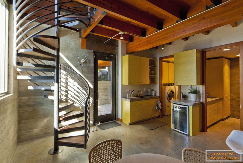 Un interior moderno y elegante con una escalera de caracol