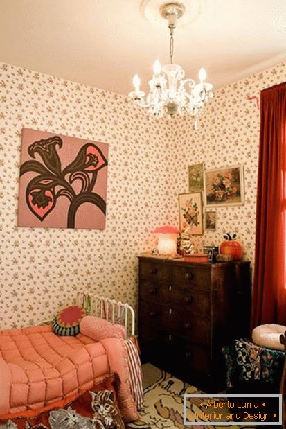 Decoración de la habitación de color rosa vintage