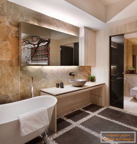 Diseño minimalista de un baño en estilo asiático