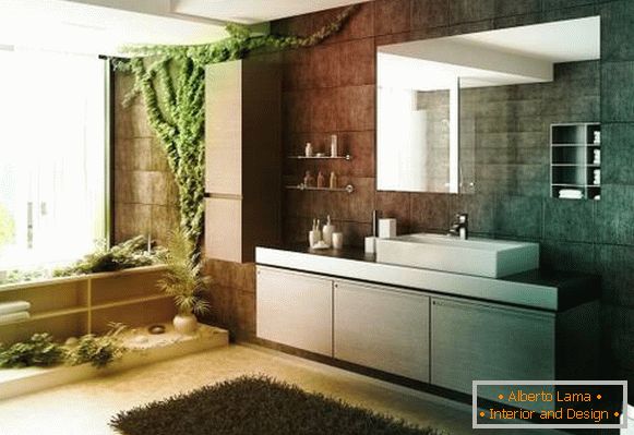 Baño grande con diseño ecológico