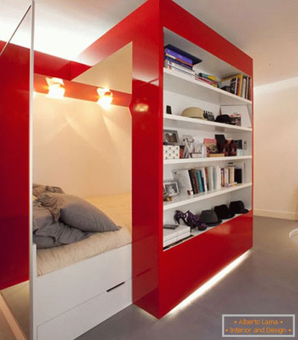 Apartamentos de diseño en colores blanco, rojo y gris