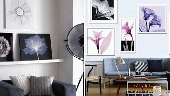 Foto de flores en las paredes en el diseño interior