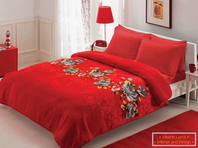 Dormitorio romántico en colores rojos