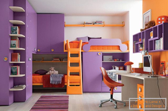 Diseño naranja violeta para niños