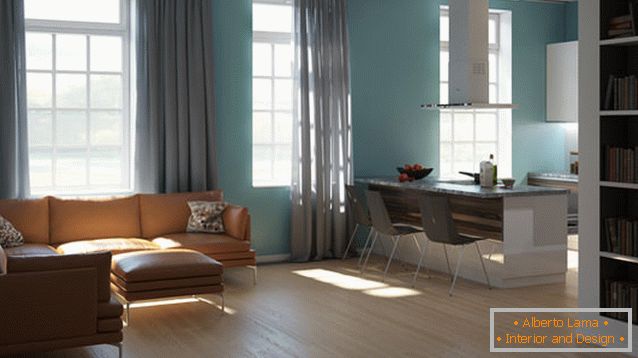 El diseño de un espacioso apartamento de una habitación de 87 metros cuadrados