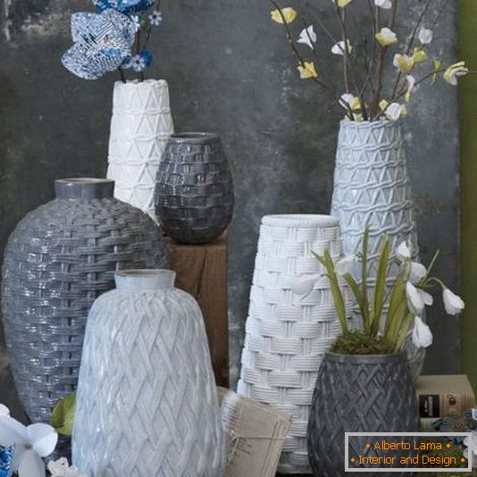 Floreros de cerámica texturizada