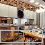 Cocina en estilo loft en colores claros