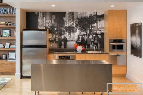 Papel tapiz blanco y negro para la cocina - foto 2017 ideas modernas