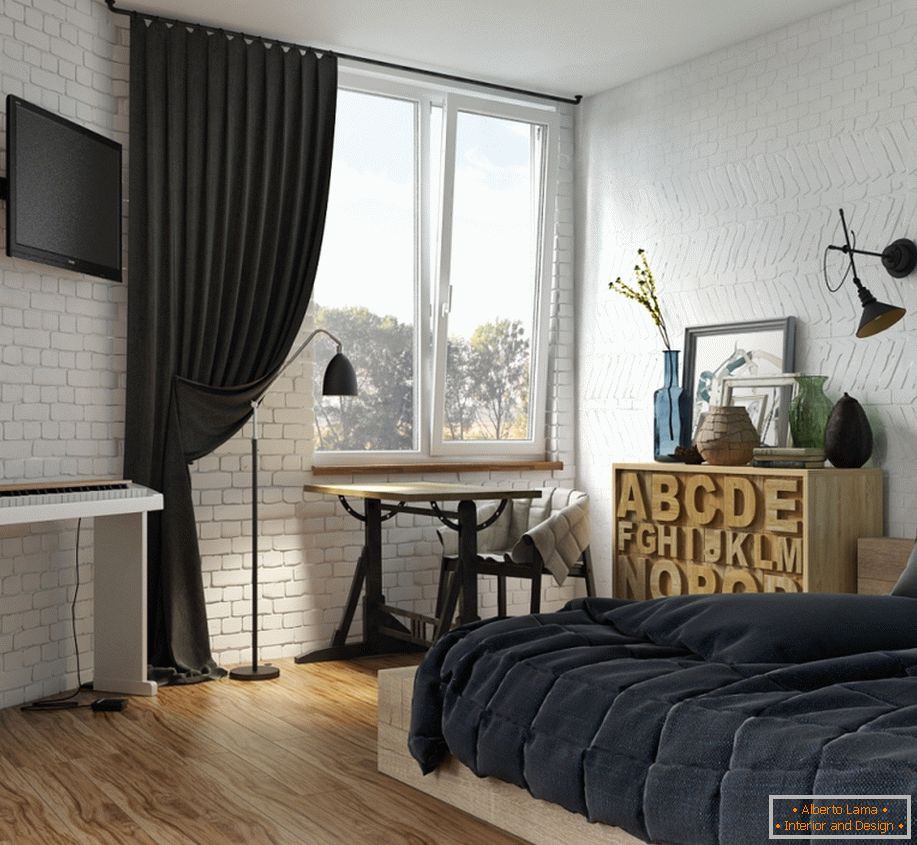 Ejemplo de diseño interior de una habitación pequeña en la foto