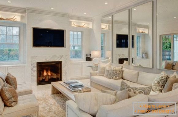 Muebles blancos para la sala de estar - foto del interior elegante