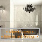 Puerta blanca para baño con azulejos beige