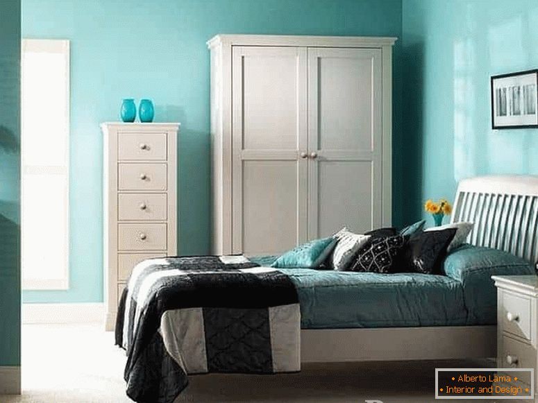 Dormitorio en color turquesa