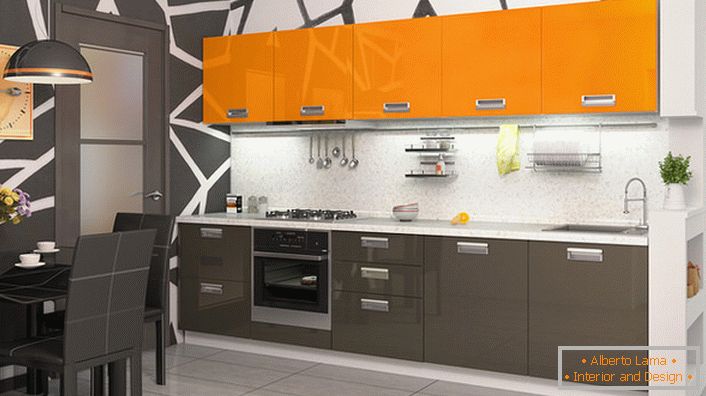 Conjuntos modulares de cocina de color naranja: la solución ideal para la organización de un interior acogedor y cálido.
