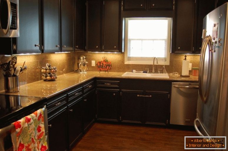 negro-cocina-gabinete-lujo-cocina-magnífico-pintado-negro-gabinetes de cocina-diseño-pintura