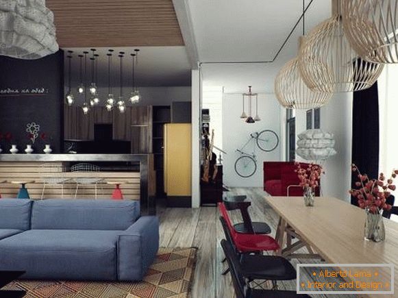 Diseño de interiores 2015 con sofá índigo