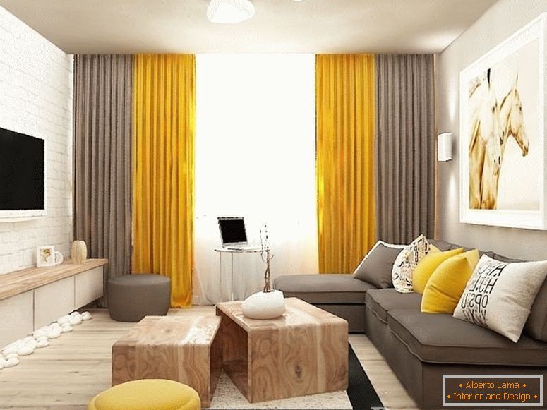 Interior marrón-amarillo