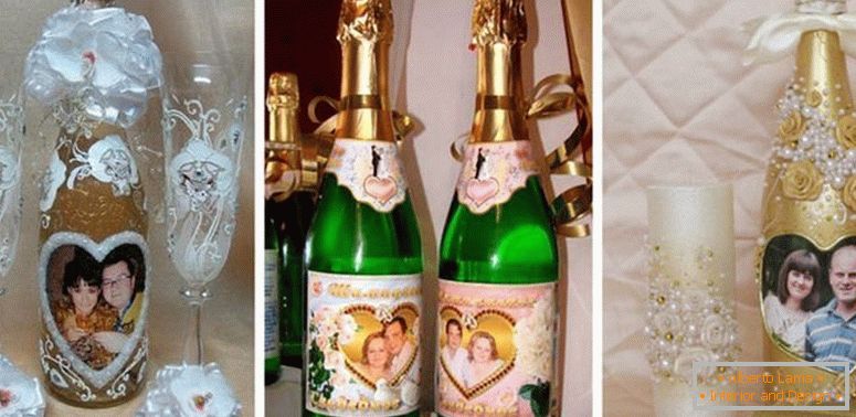 Decoración de botellas de boda con fotos