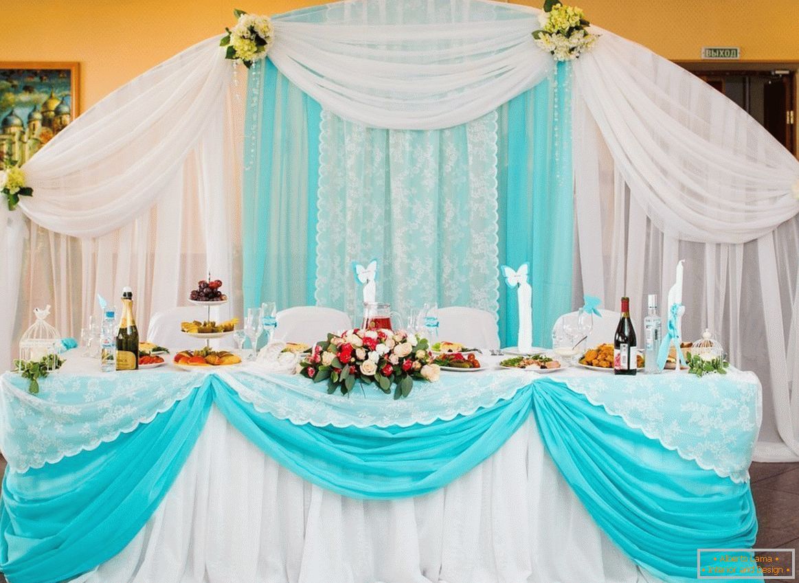 Color turquesa en la decoración del salón de bodas