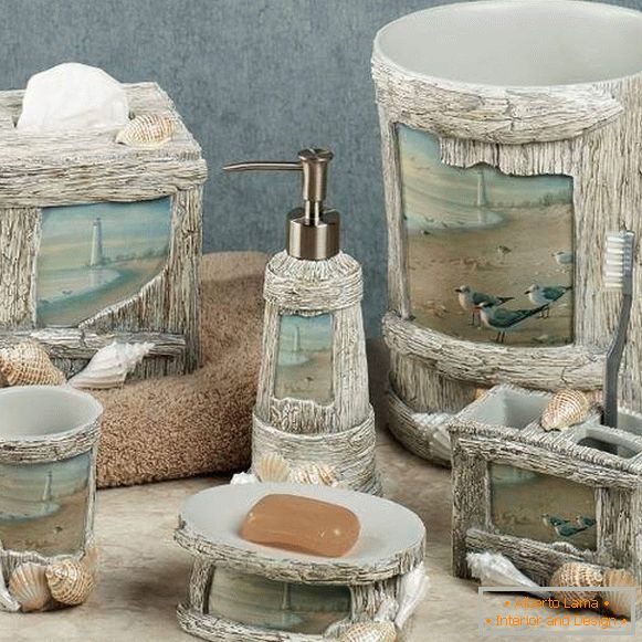 Accesorios y decoración en el baño - fotos con conchas marinas