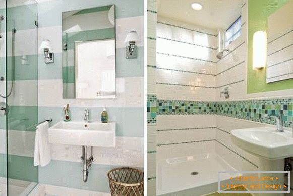 Decoración de azulejos de baño en blanco y verde