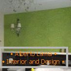 Pared verde en el diseño de la habitación