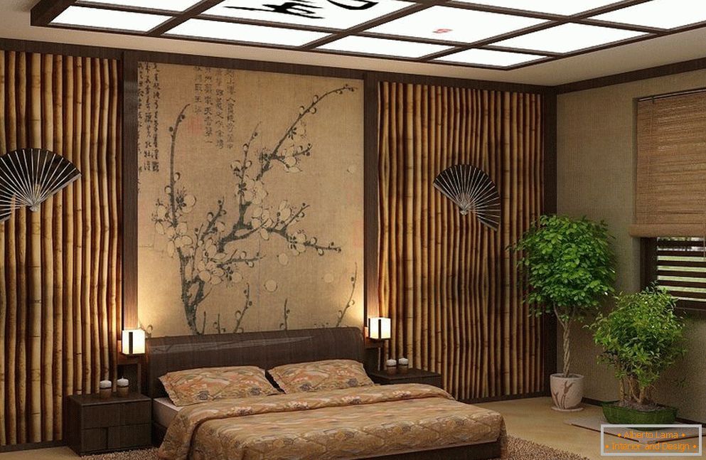 Bambúовые панели в интерьере японского стиля