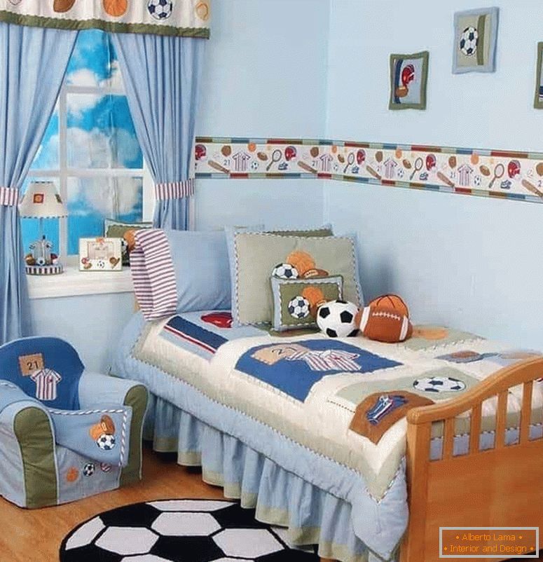 La habitación infantil en Khrushchevka para el futuro futbolista