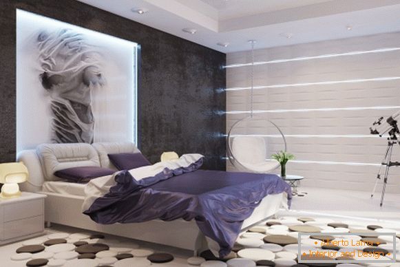 Diseño elegante del dormitorio de una casa privada con sus propias manos