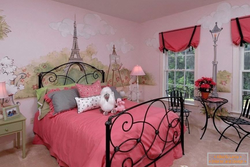 Dormitorio para una niña con paredes pintadas