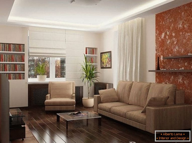 Sala de estar moderna en un apartamento de 2 habitaciones