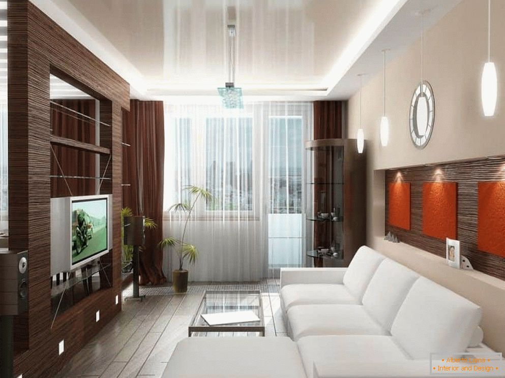 Diseño de sala de estar совмещенной с кухней
