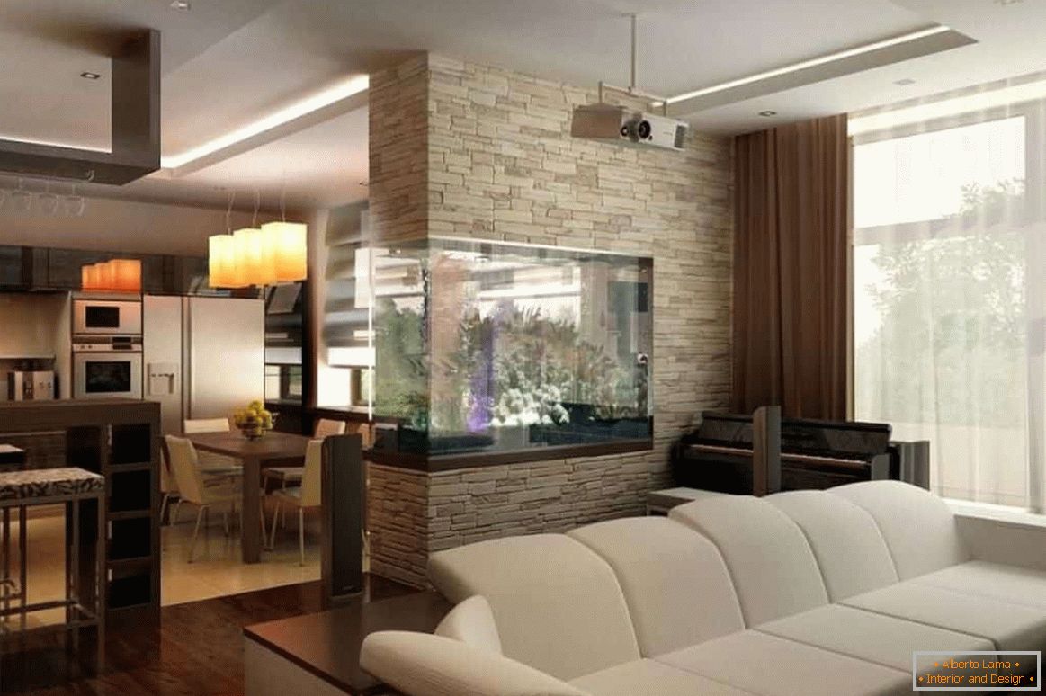 El diseño de la sala de estar es de 18 metros cuadrados. m