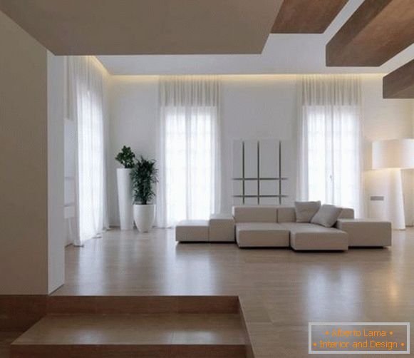 Diseño moderno de una sala de estar en una casa privada o de campo